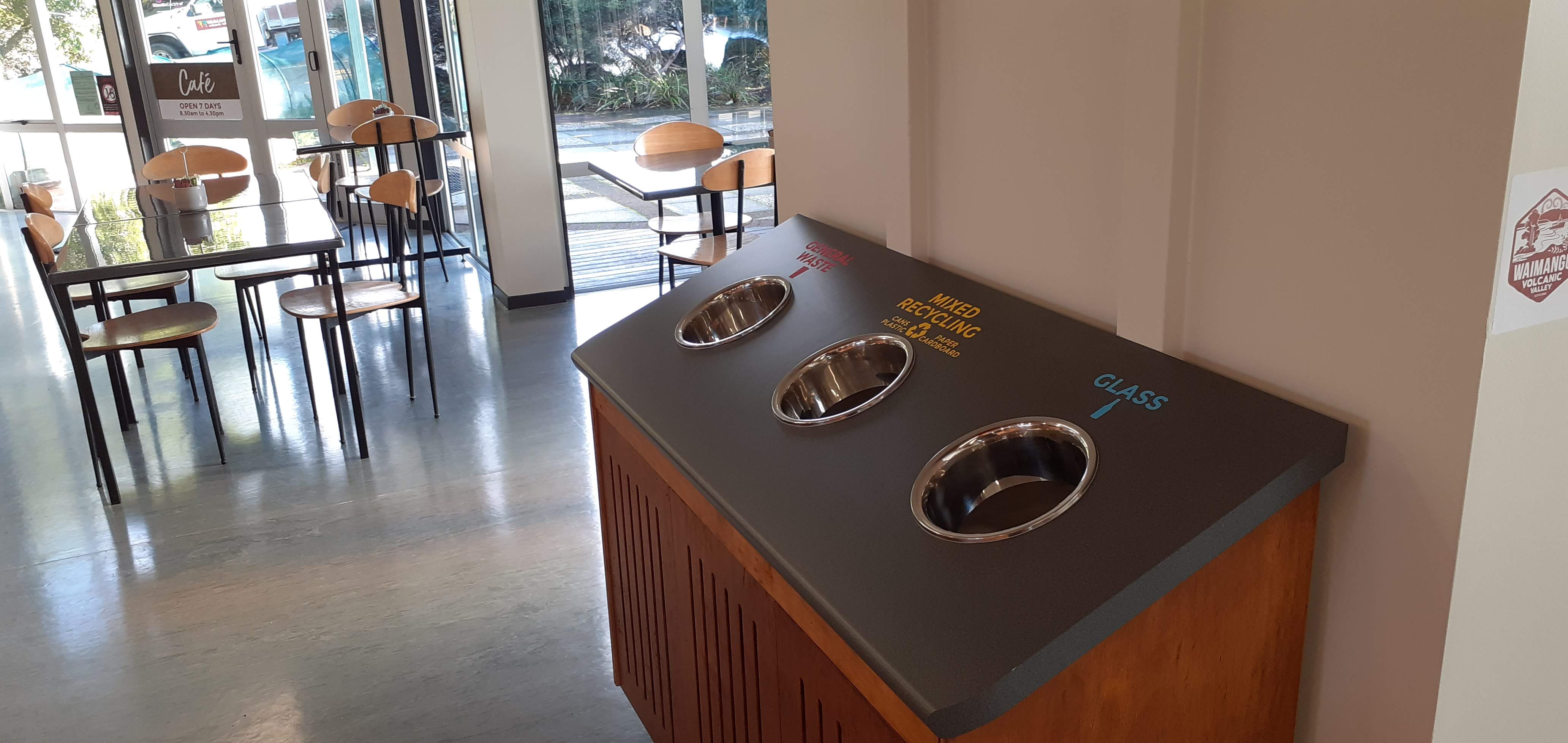 Recycling at Waimangu Cafe - Sustainability commitment